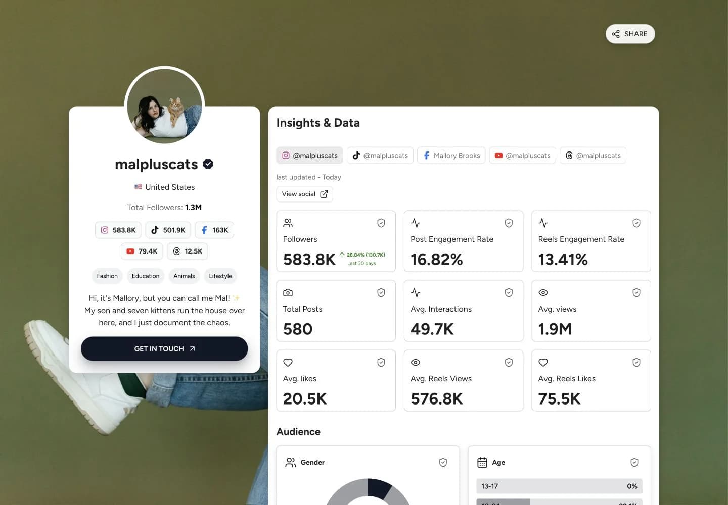 Media kit example from malpluscats