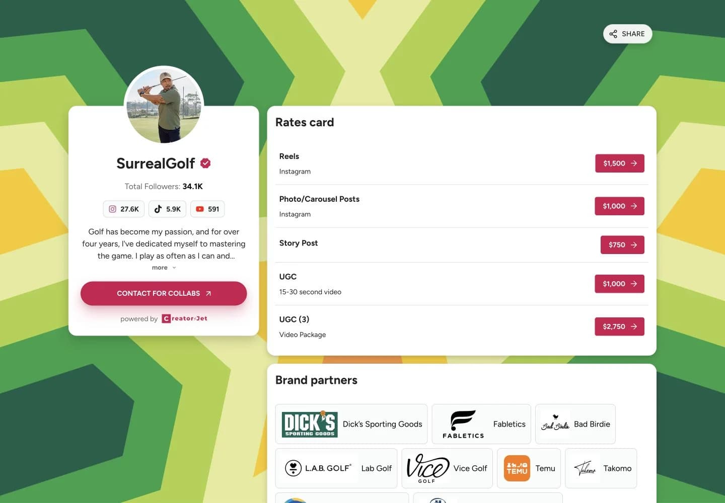 Media kit example from SurrealGolf