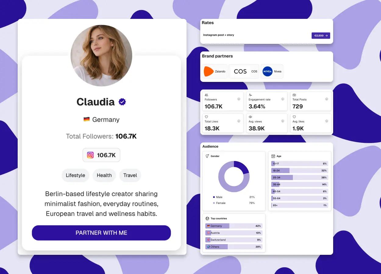 Instagram influencer media kit example