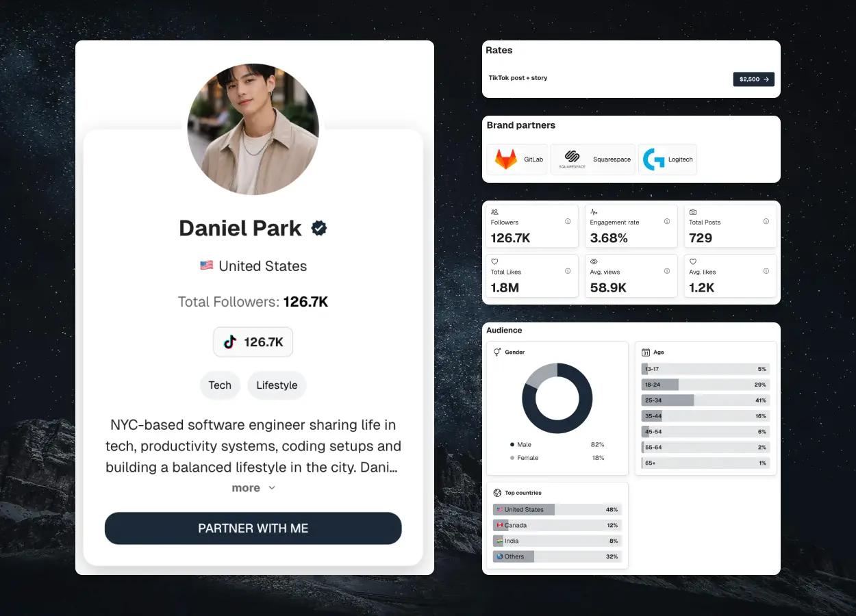 TikTok creator media kit example