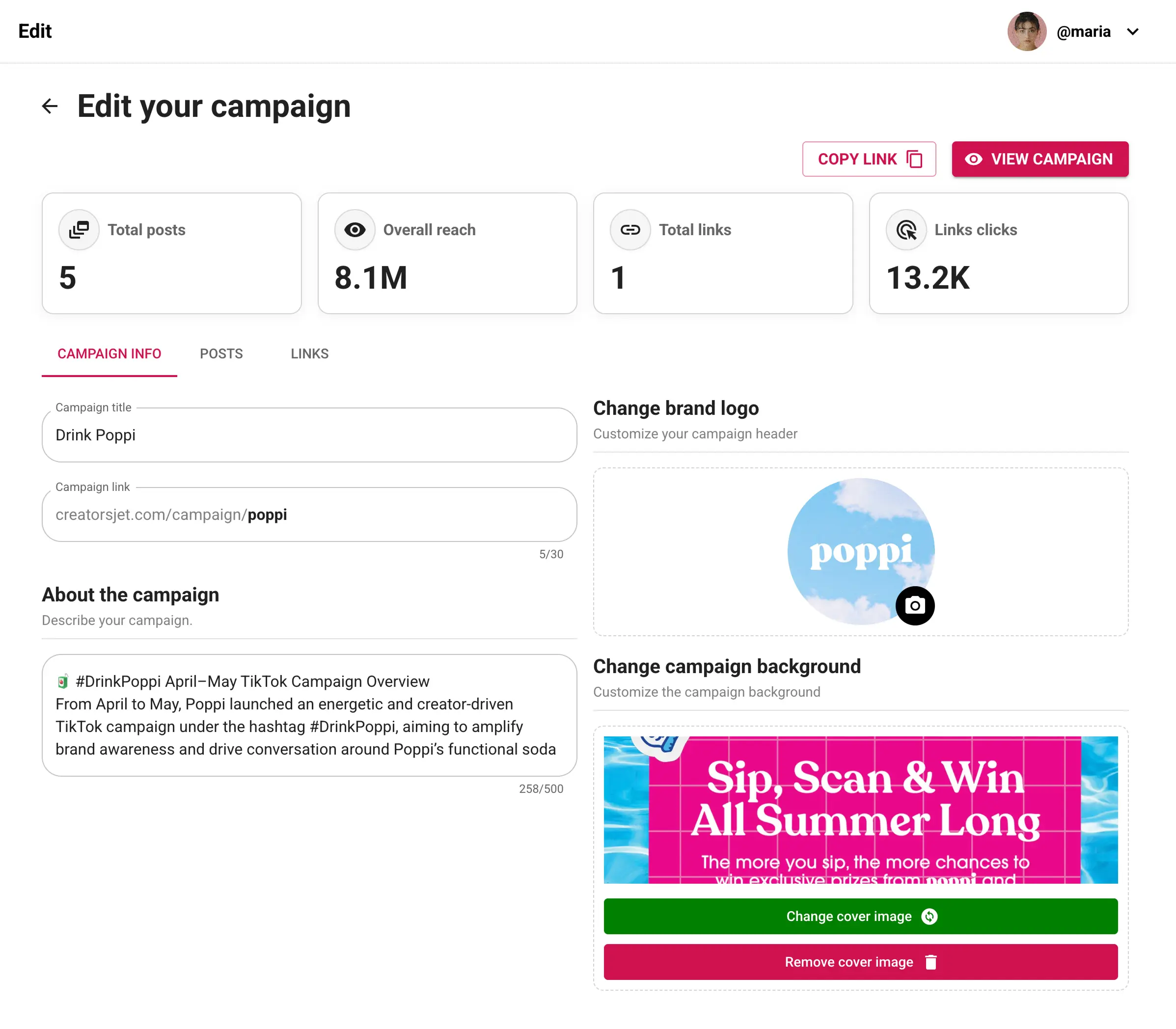 Personalize seu relatório de campanha